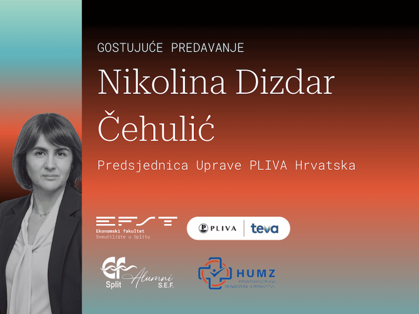 Predsjednica Uprave PLIVA Hrvatska d.o.o., Nikolina Dizdar Čehulić, održava gostujuće predavanje 13. ožujka 2026.