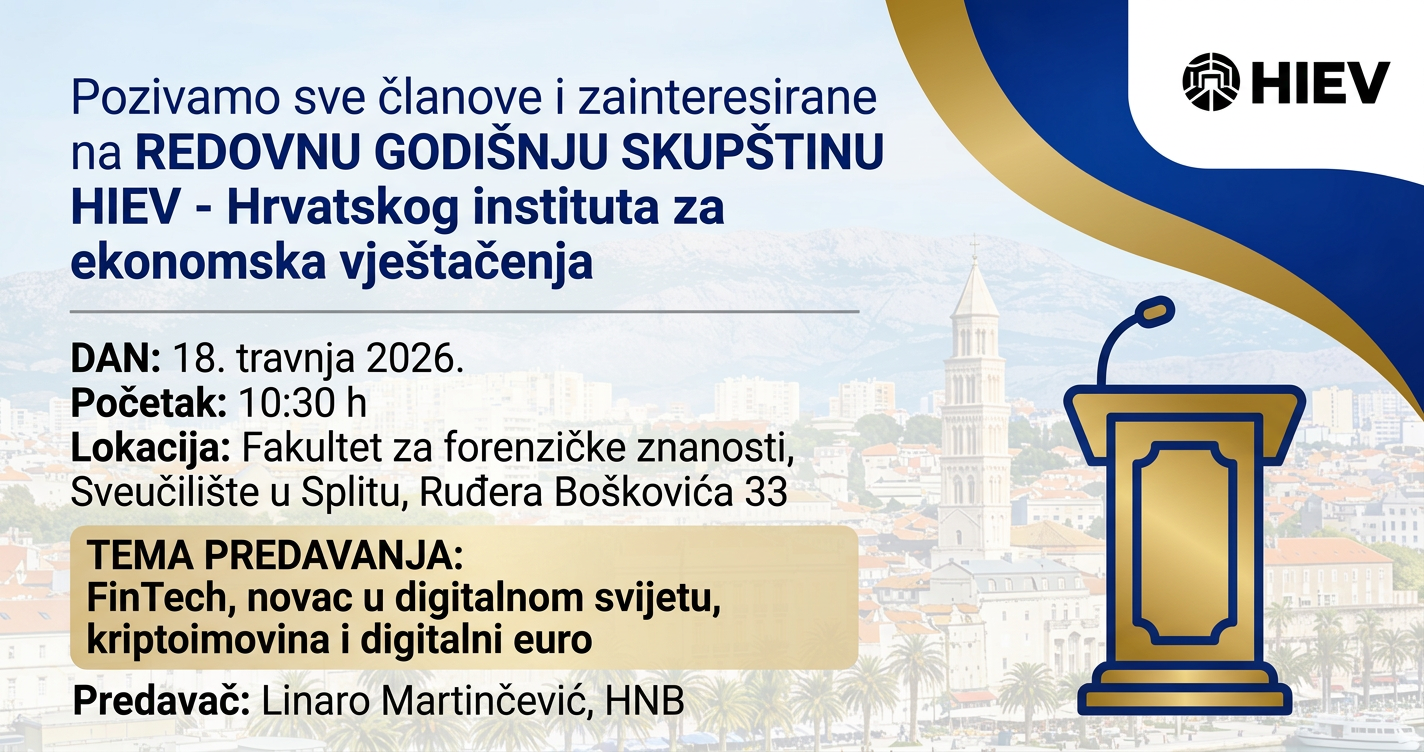 Poziv na redovnu godišnju skupštinu HIEV‑a i predavanje o FinTechu
